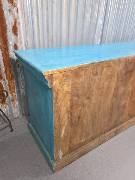 Vintage Reclaimed indian Blue Solid Wooden Sideboard Tv Unit Display Cabinet