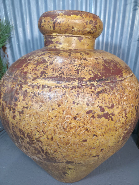 Giant XL Unique Indian Hand Made Metal Water Carrier Vase Urn Water Feature