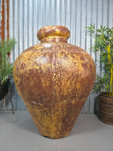 Giant XL Unique Indian Hand Made Metal Water Carrier Vase Urn Water Feature