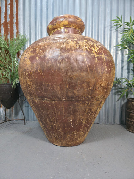 Giant XL Unique Indian Hand Made Metal Water Carrier Vase Urn Water Feature