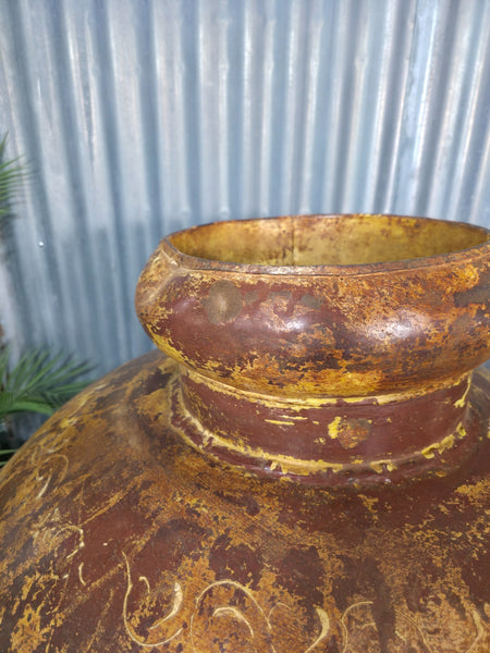 Giant XL Unique Indian Hand Made Metal Water Carrier Vase Urn Water Feature