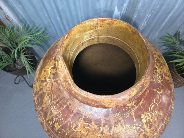 Giant XL Unique Indian Hand Made Metal Water Carrier Vase Urn Water Feature