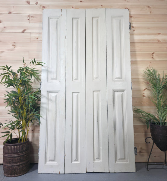 Vintage French Wooden Pine Bi Folding Window Door Shutters Screen Room Divider