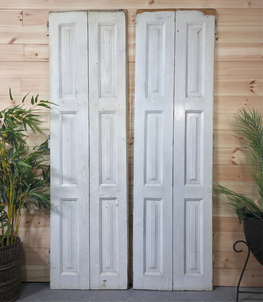 Vintage French Wooden Pine Bi Folding Window Door Shutters Screen Room Divider