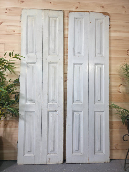 Vintage French Wooden Pine Bi Folding Window Door Shutters Screen Room Divider