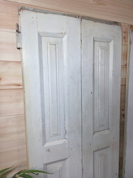 Vintage French Wooden Pine Bi Folding Window Door Shutters Screen Room Divider