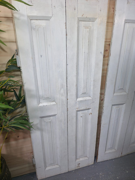 Vintage French Wooden Pine Bi Folding Window Door Shutters Screen Room Divider