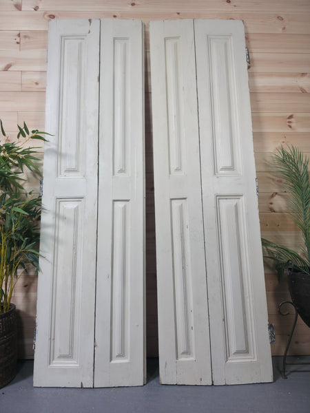 Vintage French Wooden Pine Bi Folding Window Door Shutters Screen Room Divider