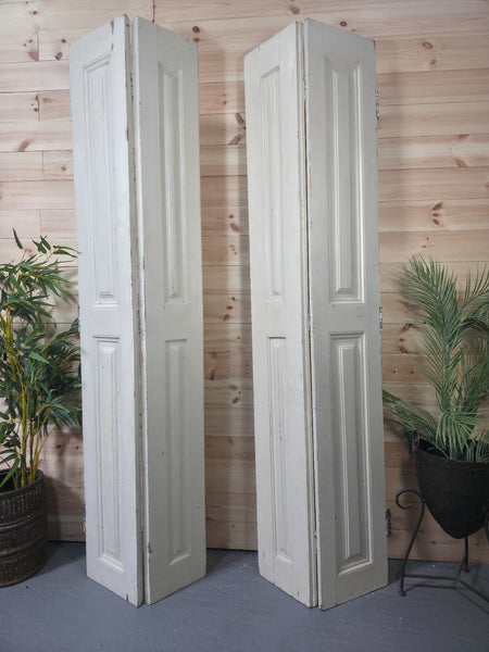 Vintage French Wooden Pine Bi Folding Window Door Shutters Screen Room Divider