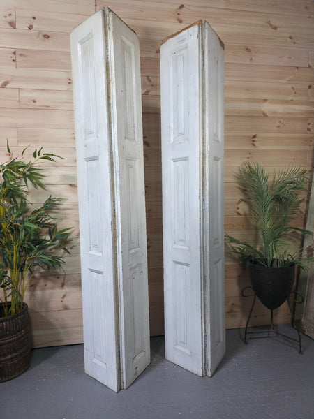 Vintage French Wooden Pine Bi Folding Window Door Shutters Screen Room Divider