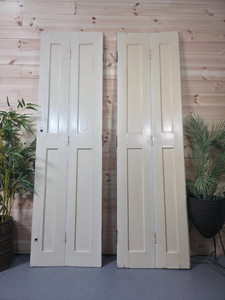Vintage French Wooden Pine Bi Folding Window Door Shutters Screen Room Divider