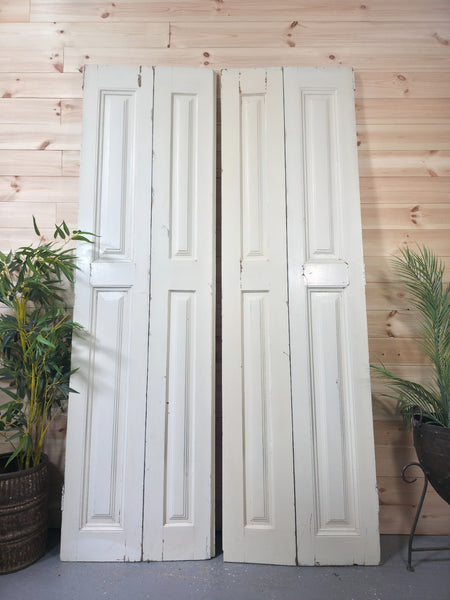 Vintage French Wooden Pine Bi Folding Window Door Shutters Screen Room Divider