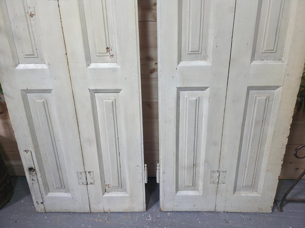 Vintage French Wooden Pine Bi Folding Window Door Shutters Screen Room Divider