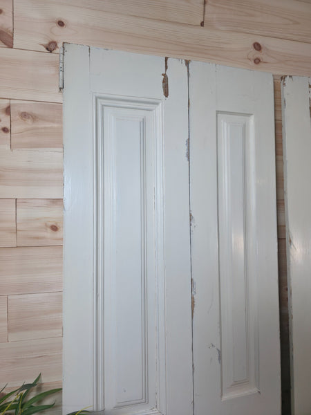 Vintage French Wooden Pine Bi Folding Window Door Shutters Screen Room Divider