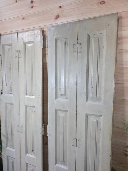 Vintage French Wooden Pine Bi Folding Window Door Shutters Screen Room Divider