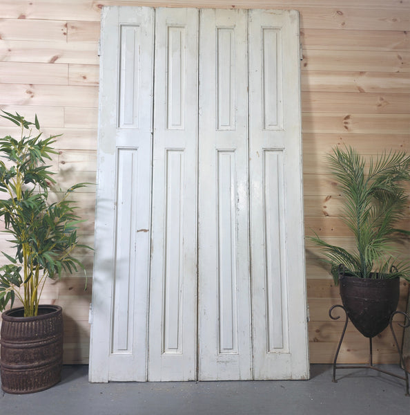 Vintage French Wooden Pine Bi Folding Window Door Shutters Screen Room Divider