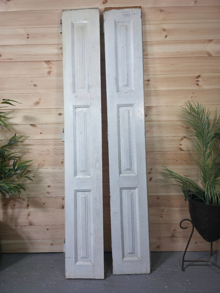 Vintage French Wooden Pine Bi Folding Window Door Shutters Screen Room Divider