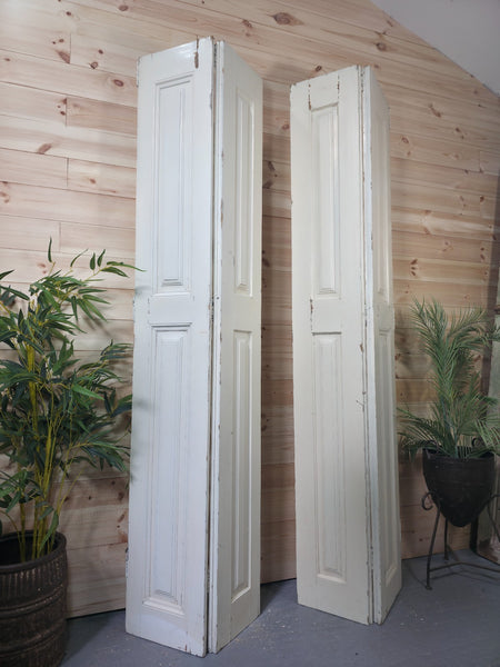 Vintage French Wooden Pine Bi Folding Window Door Shutters Screen Room Divider
