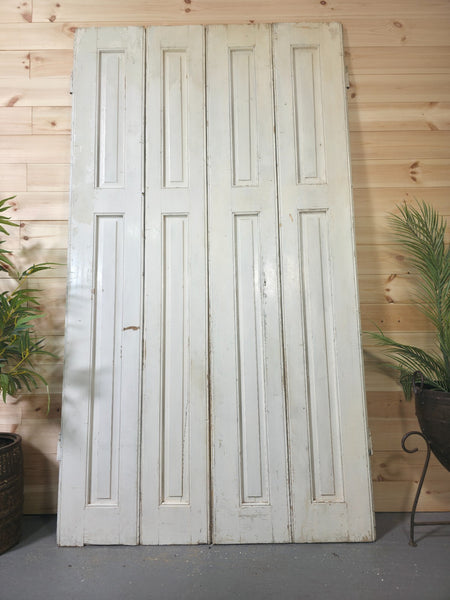 Vintage French Wooden Pine Bi Folding Window Door Shutters Screen Room Divider