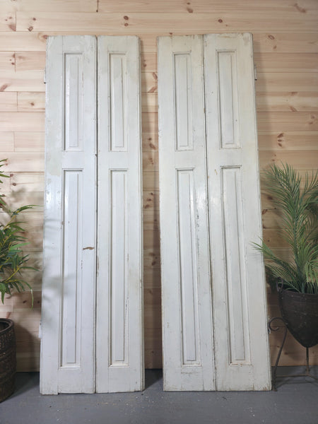 Vintage French Wooden Pine Bi Folding Window Door Shutters Screen Room Divider