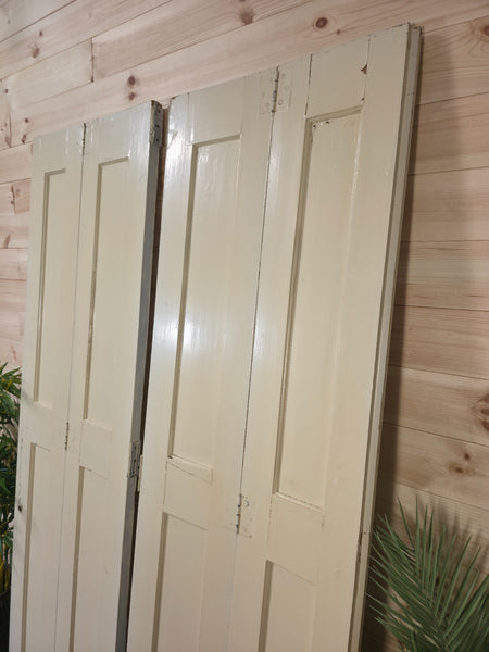 Vintage French Wooden Pine Bi Folding Window Door Shutters Screen Room Divider
