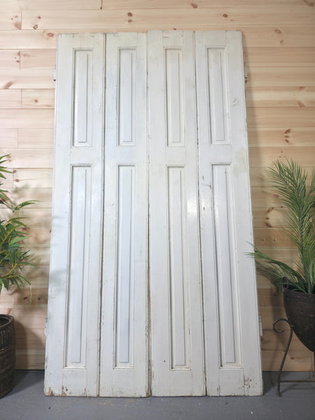 Vintage French Wooden Pine Bi Folding Window Door Shutters Screen Room Divider
