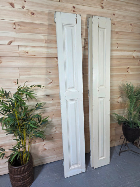 Vintage French Wooden Pine Bi Folding Window Door Shutters Screen Room Divider