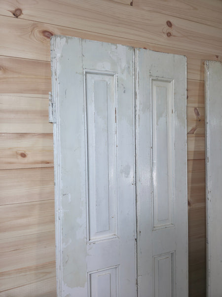 Vintage French Wooden Pine Bi Folding Window Door Shutters Screen Room Divider