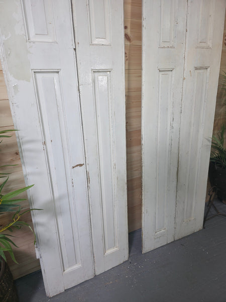 Vintage French Wooden Pine Bi Folding Window Door Shutters Screen Room Divider