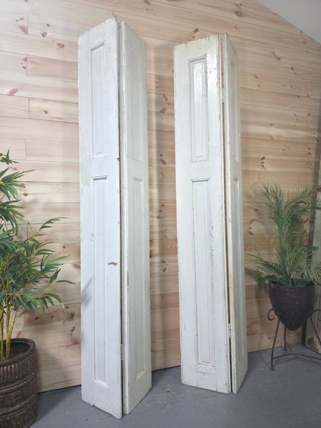 Vintage French Wooden Pine Bi Folding Window Door Shutters Screen Room Divider