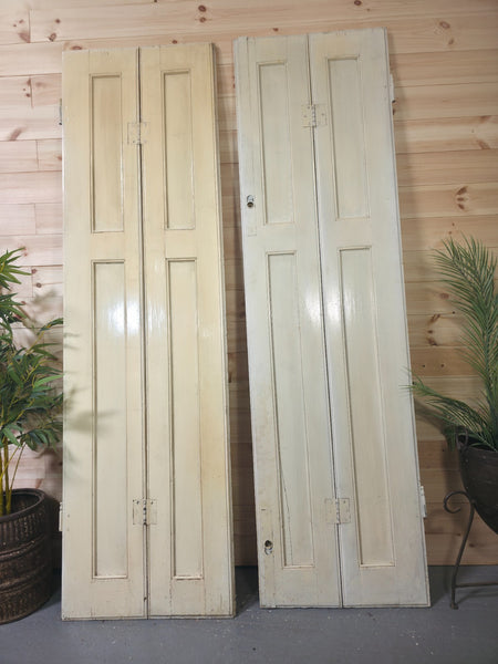 Vintage French Wooden Pine Bi Folding Window Door Shutters Screen Room Divider