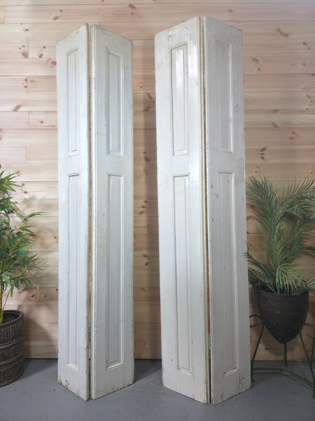 Vintage French Wooden Pine Bi Folding Window Door Shutters Screen Room Divider
