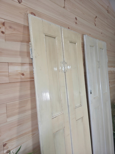 Vintage French Wooden Pine Bi Folding Window Door Shutters Screen Room Divider