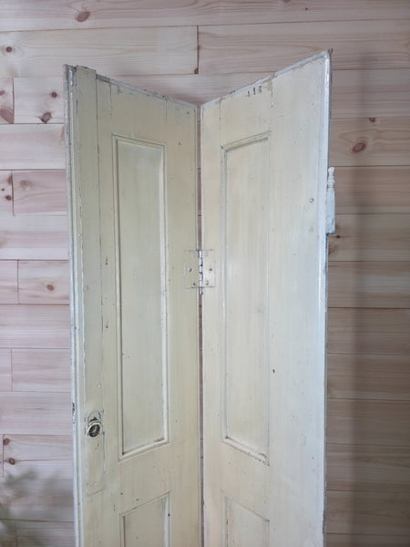 Vintage French Wooden Pine Bi Folding Window Door Shutters Screen Room Divider