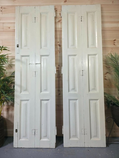 Vintage French Wooden Pine Bi Folding Window Door Shutters Screen Room Divider