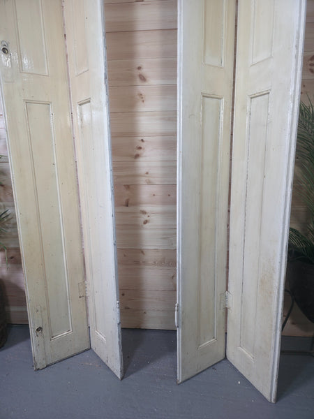 Vintage French Wooden Pine Bi Folding Window Door Shutters Screen Room Divider