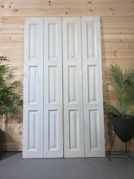 Vintage French Wooden Pine Bi Folding Window Door Shutters Screen Room Divider