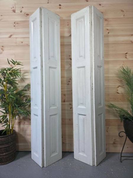 Vintage French Wooden Pine Bi Folding Window Door Shutters Screen Room Divider