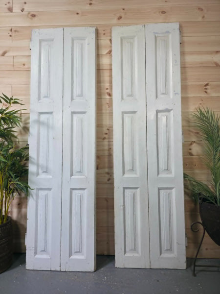 Vintage French Wooden Pine Bi Folding Window Door Shutters Screen Room Divider
