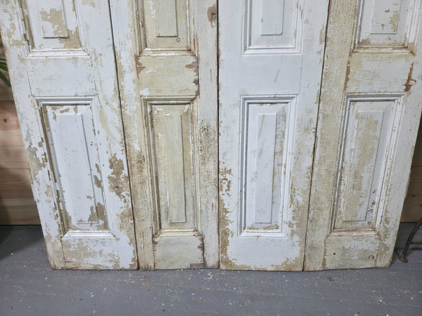 Vintage French Wooden Pine Bi Folding Window Door Shutters Screen Room Divider