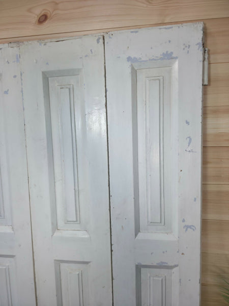 Vintage French Wooden Pine Bi Folding Window Door Shutters Screen Room Divider