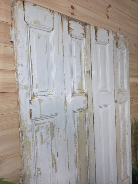 Vintage French Wooden Pine Bi Folding Window Door Shutters Screen Room Divider
