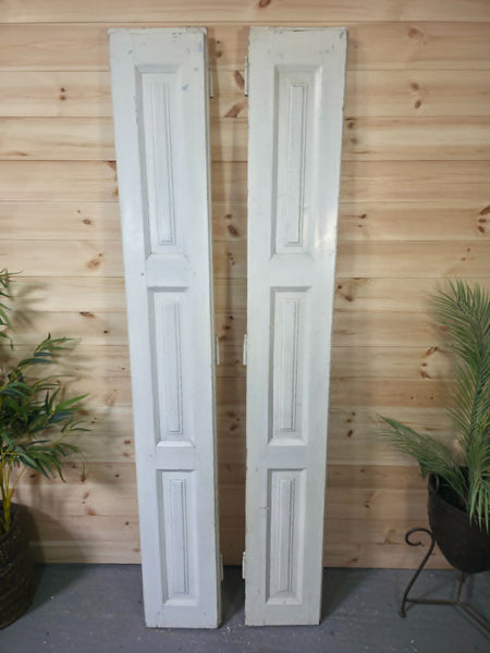 Vintage French Wooden Pine Bi Folding Window Door Shutters Screen Room Divider