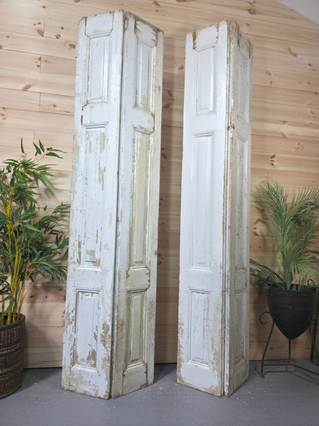 Vintage French Wooden Pine Bi Folding Window Door Shutters Screen Room Divider