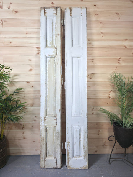 Vintage French Wooden Pine Bi Folding Window Door Shutters Screen Room Divider