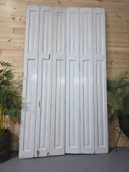 Vintage French Wooden Pine Bi Folding Window Door Shutters Screen Room Divider