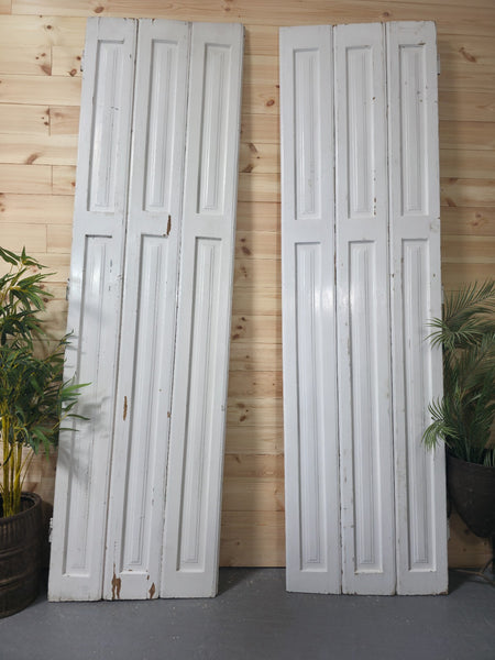 Vintage French Wooden Pine Bi Folding Window Door Shutters Screen Room Divider