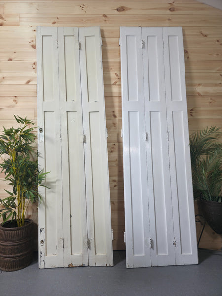 Vintage French Wooden Pine Bi Folding Window Door Shutters Screen Room Divider