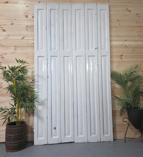 Vintage French Wooden Pine Bi Folding Window Door Shutters Screen Room Divider