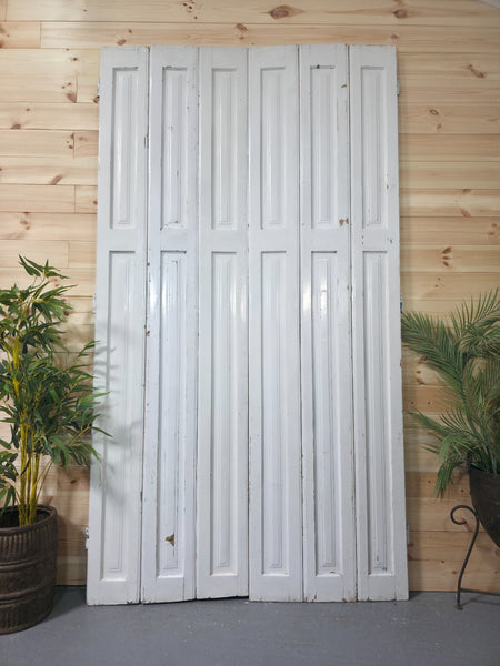 Vintage French Wooden Pine Bi Folding Window Door Shutters Screen Room Divider
